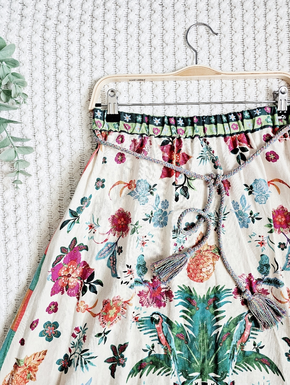 Rachel Zoe Linen Maxi Skirt Elastic Waistband Colorful Tropical Resortwear S NWT - Picture 5 of 14